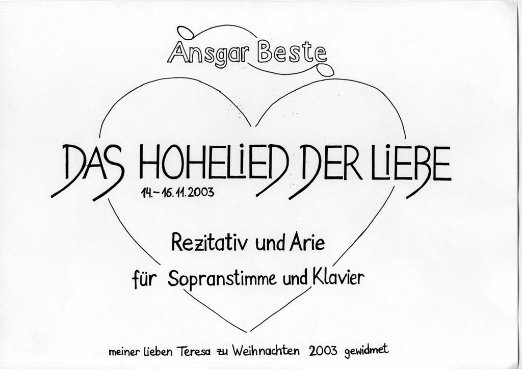 Das Hohelied Der Liebe Rezitativ Und Arie Canticles Of Love Recitative And Aria Ansgar Beste Composer Researcher